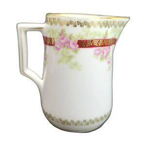 Floral Creamer Pitcher Imperial Crown China Austria Purple Burgundy Band BT1041